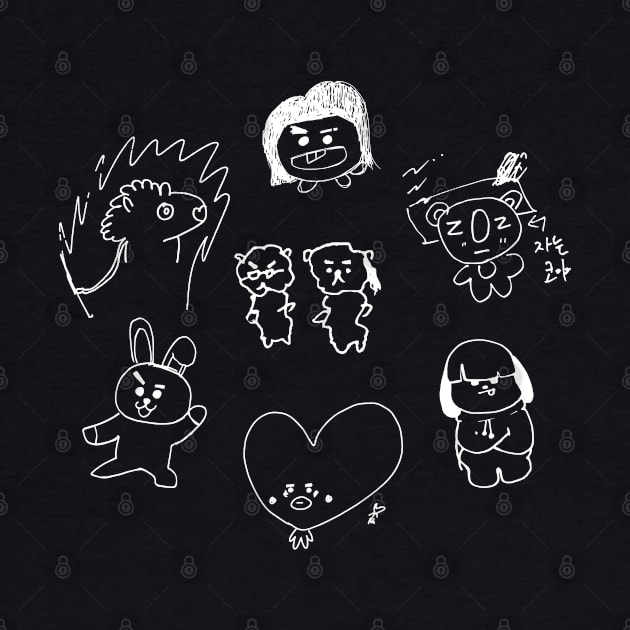 BTS BT21 DRAWING - WHITE by YoshFridays